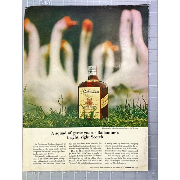Ballantine's Scotch Whiskey "A squad of geese guard's Bottle" VTG Print Ad 1963 - Picture 2 of 3